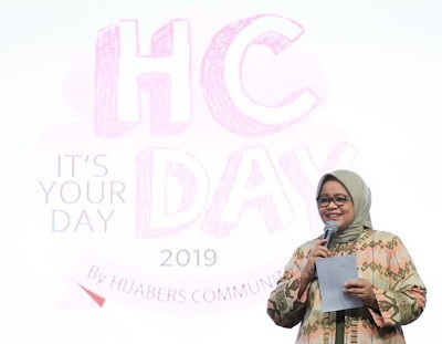 Istri Gubernur DKI Jakarta, Fery Farhati, saat menyampaikan sambutan di HC Day 2019.