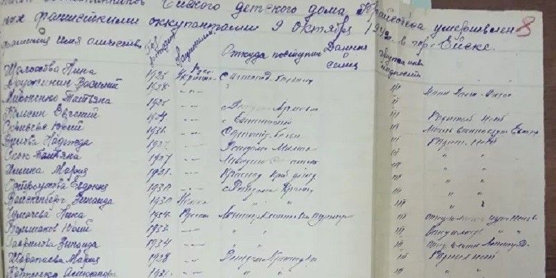 Dokumen berisi dugaan daftar nama anak-anak yang dibunuh secara massal/RT