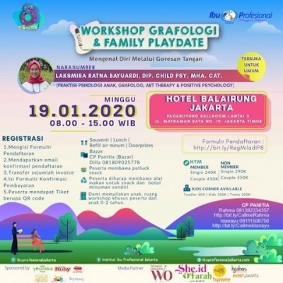 Workshop Grafologi & Family Playdate Ibu Profesional Jakarta menyambut  Milad ke-8 Komunitas Ibu Profesional