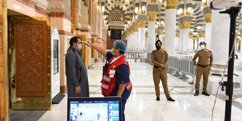 Pengamanan ketat di sekitar Masjidil Haram di tengah kekhawatiran akan penularan virus corona/Net