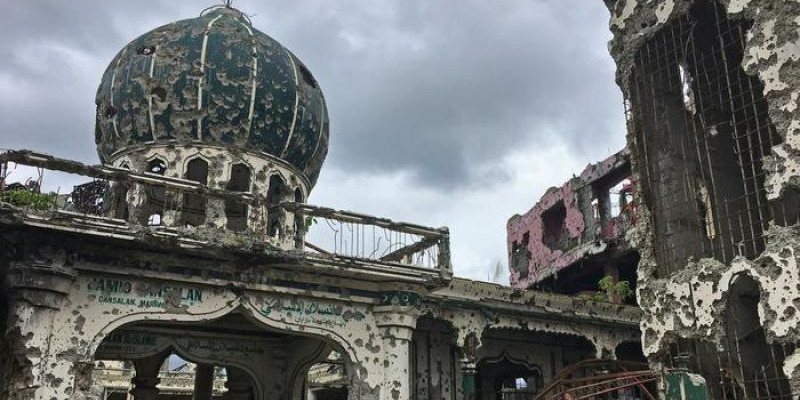 Masjid Bato yang hancur selama penumpasan teroris di Filipina/ Net