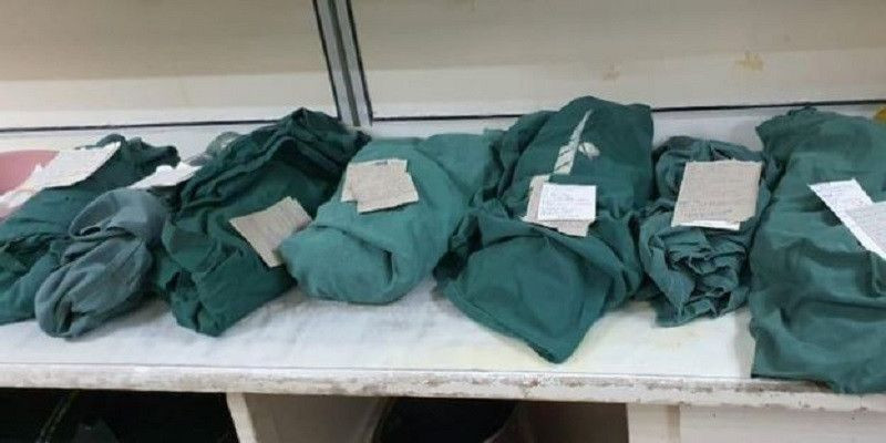 Foto yang diunggah Dr Peter Magombeyi menunjukkan tujuh jasad bayi dibungkus kain hijau di Rumah Sakit pusat Harere/Twitter