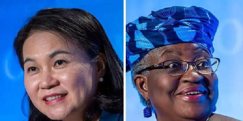 Yoo Myung-hee dari Korea Selatan dan Ngozi Okonjo-Iweala dari Nigeria (kanan) telah memenuhi syarat sebagai dua finalis untuk menjadi direktur jenderal Organisasi Perdagangan Dunia berikutnya/Net