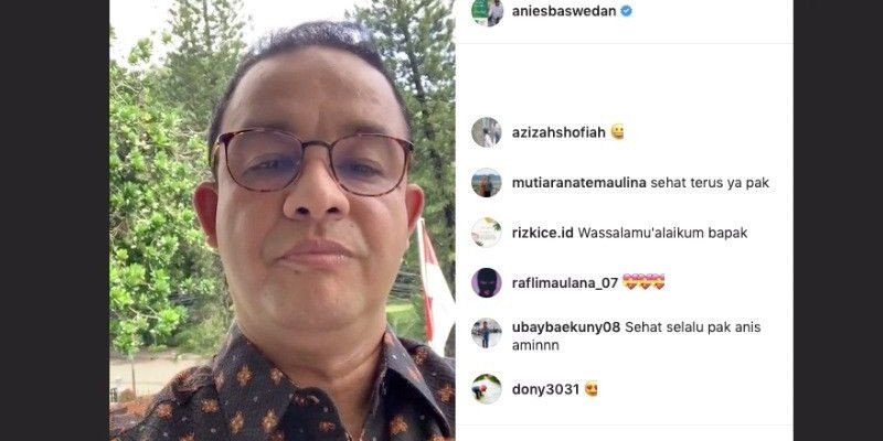 Gubernur Anies Baswedan saat Live Instagram perdananya tadi pagi/ F