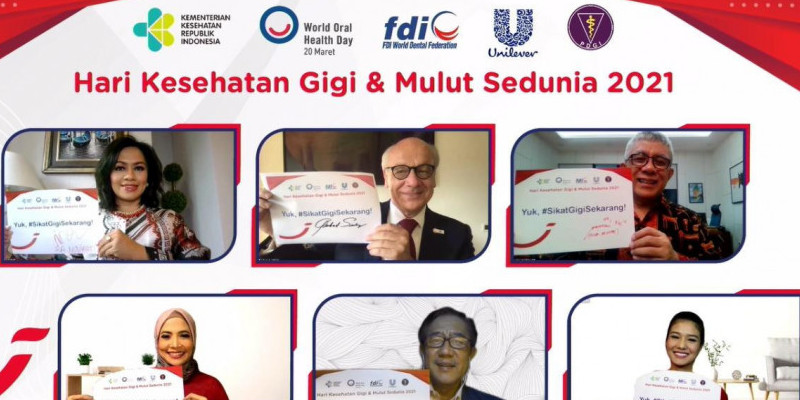 Para pembicara dalam konferensi pers virtual Pepsodent dalam rangka memperingati Hari Kesehatan Gigi dan Mulut 2021, Jumat (19/3)/ FARAH