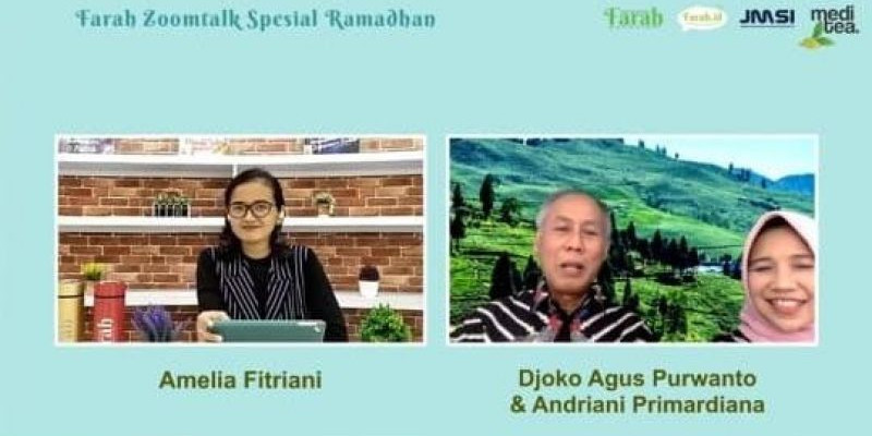 Prof. Dr. Djoko Agus Purwanto, Apt., M.Si  bersama sang istri, Andriani Primardiana saat menjadi narasumber dalam ZoomTalk Farah.id yang digelar Rabu (05/05/2021)/ FARAH