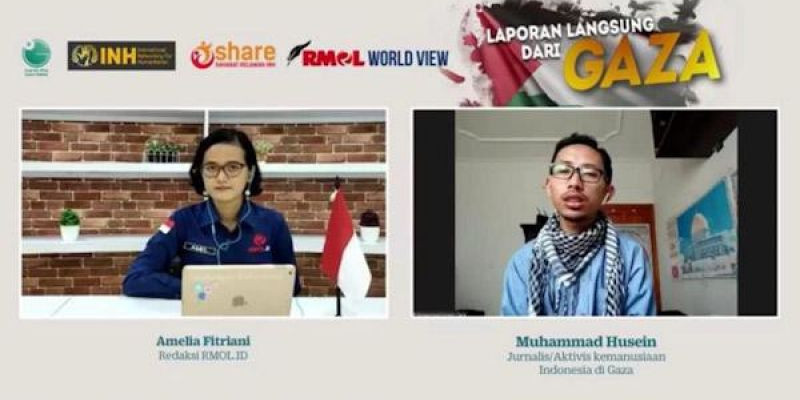 Aktivis Kemanusiaan di Gaza dan Founder International Networking for Humanitarian (INH) Muhammad Husein, Lc  dalam diskusi RMOL World View bertajuk 