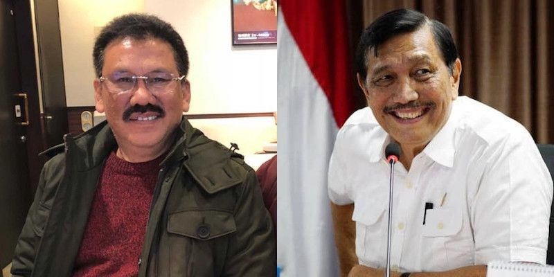 Ketua Dewan Kehormatan PWI Ilham Bintang (kiri) dan Menko Maritim dan Investasi Luhut B. Pandjaitan