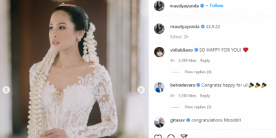 Pesona Kebaya Eddy Betty yang Dipakai Maudy Ayunda di Hari Pernikahannya