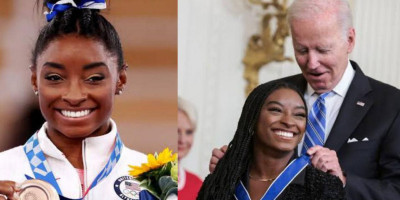 Atlet Senam Simone Biles Terima Penghargaan ‘Presidential Medal of Freedom’ dari Joe Biden