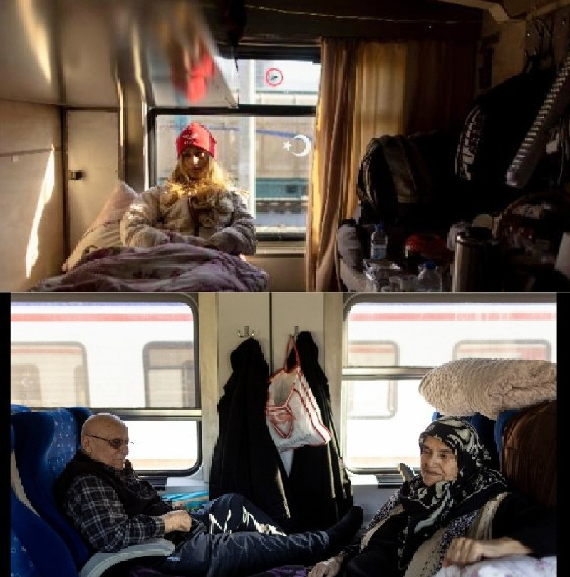 Keluarga penyintas gempa tinggal di kereta api/ Reuters