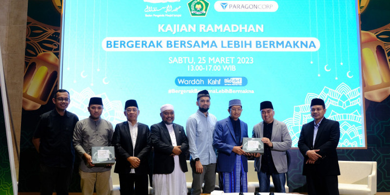 Prof Dr KH Nasaruddin Umar, MA bersama Salman Subakat beserta Jajaran Pimpinan ParagonCorp dan Masjid Istiqlal di Acara Kajian Ramadan Bergerak Bersama Lebih Bermakna, Sabtu (25/3)/Farah.id