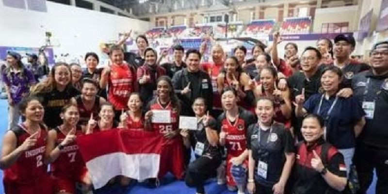 Timnas basket putri Indonesia usai menang telak 5 pertandingan/ Ist.