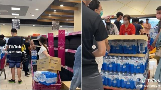 Ramai panic buyying warga Malaysia membeli air kemasan/Net