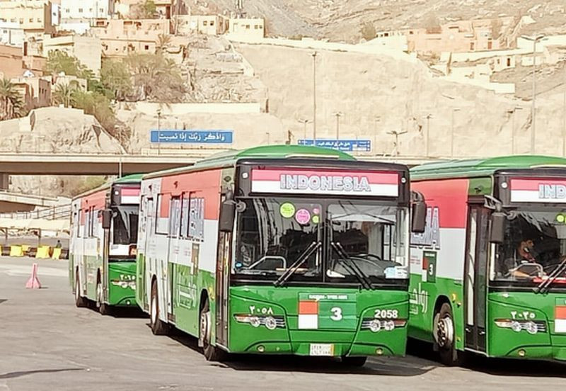 Bus shalawat ini siap mengantarkan para jemaah haji Indonesia dari hotel ke Masjidil Haram/Net