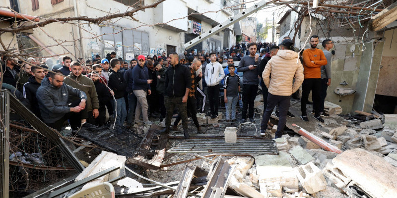 Kamp pengungsian warga di Jenin, Palestina, hancur lebur usai mendapat serangan dari militer Israel, Senin (19/6)/Net