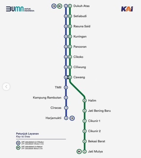 Infografis rute perjalanan LRT Jabodebek yang akan diujicobakan pada 12 Juli hingga 15 Agustus 2023/Net