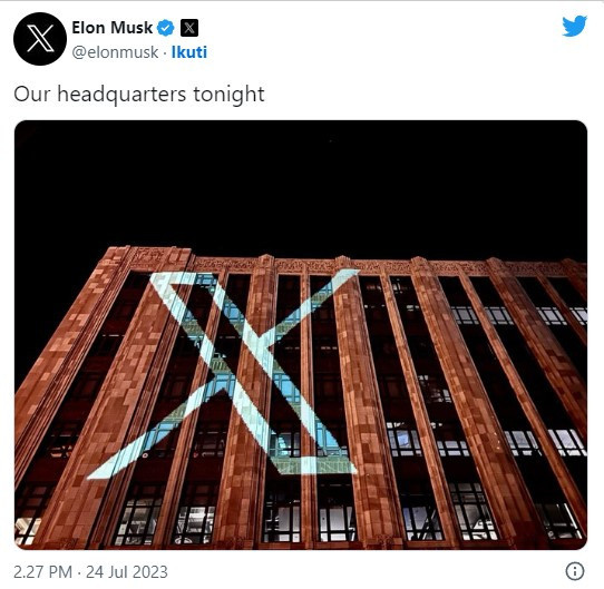Elon Musk pamerkan logo baru Twitter, yaitu X/Net