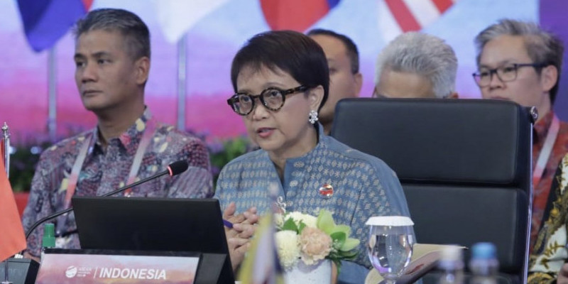 Menlu Retno Marsudi saat mengikuti ASEAN Ministerial Meeting 2023 di Jakarta/Dok. Kemlu RI