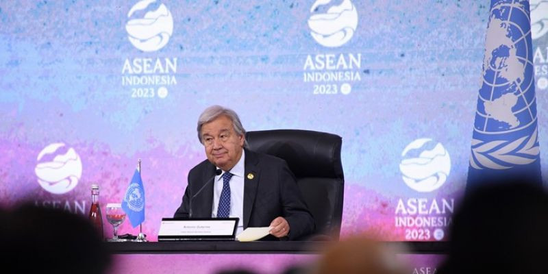 Sekjen PBB Antonio Guterres saat datang ke KTT ASEAN 2023 di Jakarta (7/9)/Media Center ASEAN