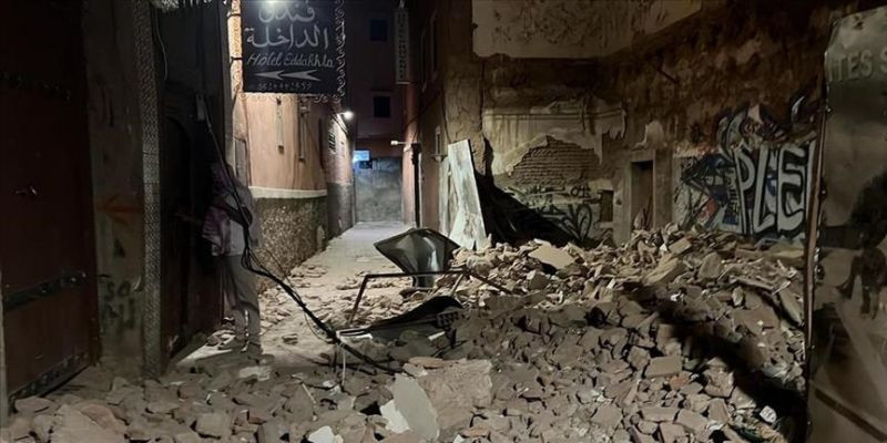 Situasi Setelah Gempa berkekuatan magnitudo 6,8 mengguncang Maroko pada Jumat (8/9) waktu setempat/NET