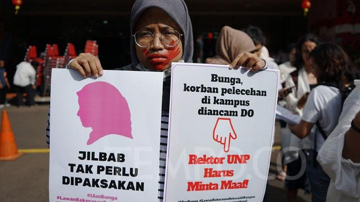 Aksi unjuk rasa terkait kekerasan seksual terhadap perempuan dilakukan oleh aktivis/Net