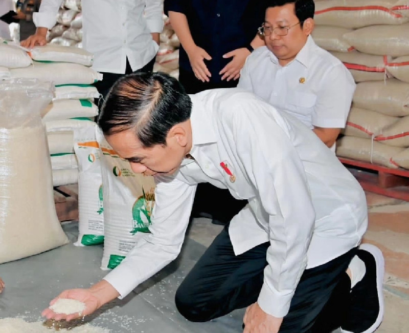 Presiden RI tinjau stok beras di gudang BULOG Dramaga, Bogor (11/9)/@jokowi