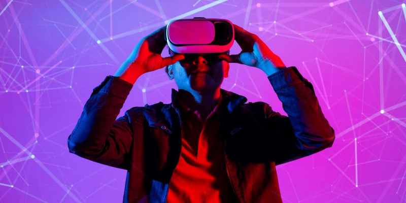 Ilustrasi pengguna virtual reality dalam bermain gim/NET 
