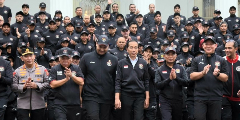 Suasana pelepasan kontingen Indonesia ke Asian Games Hangzhou 2023 di Istana Merdeka (19/9)/Humas Setkab