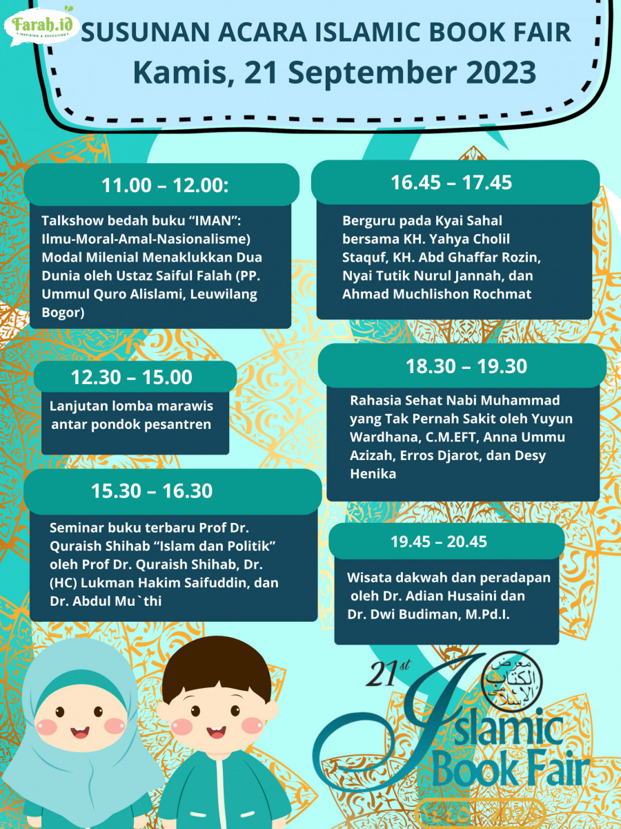 Rundown hari kedua gelaran Islamic Book Fair 2023 di Istora Gelora Bung Karno, Senayan, Jakarta/Dewi Farah