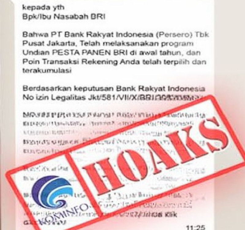 Contoh penipuan mengatasnamakan BRI/Kemenkominfo