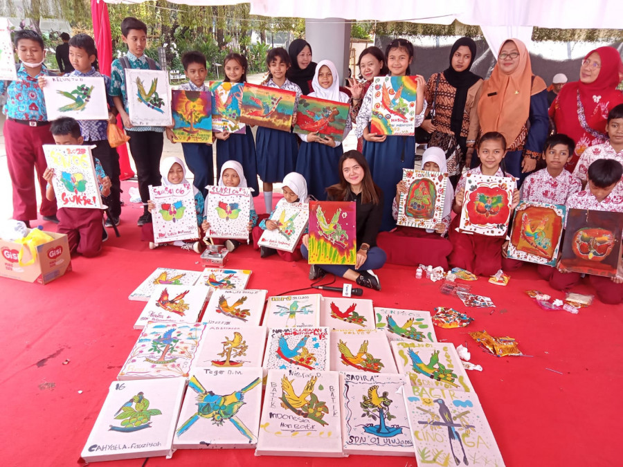 Hasil mencanting siswa SD di acara peringatan Hari Batik Nasional di Lapangan Banteng, Jakarta, Senin (2/10)/Ist