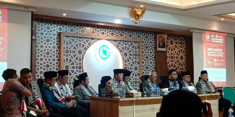 Para tokoh lintas agama di kantor MUI sepakat gelar aksi damai bela Palestina (2/11)/Farah