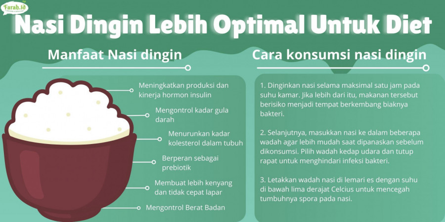 Infografis nasi dingin lebih optimal untuk diet/Dewi Anggraini/Farah