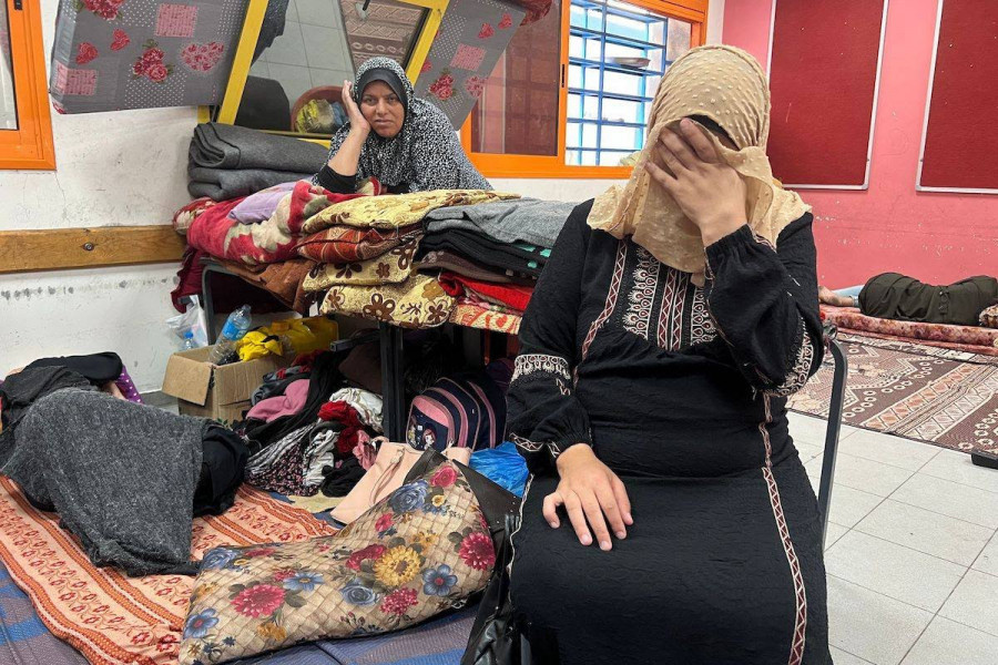 Di antara pengungsi yang berlindung di UNRWA Rafah/AFP