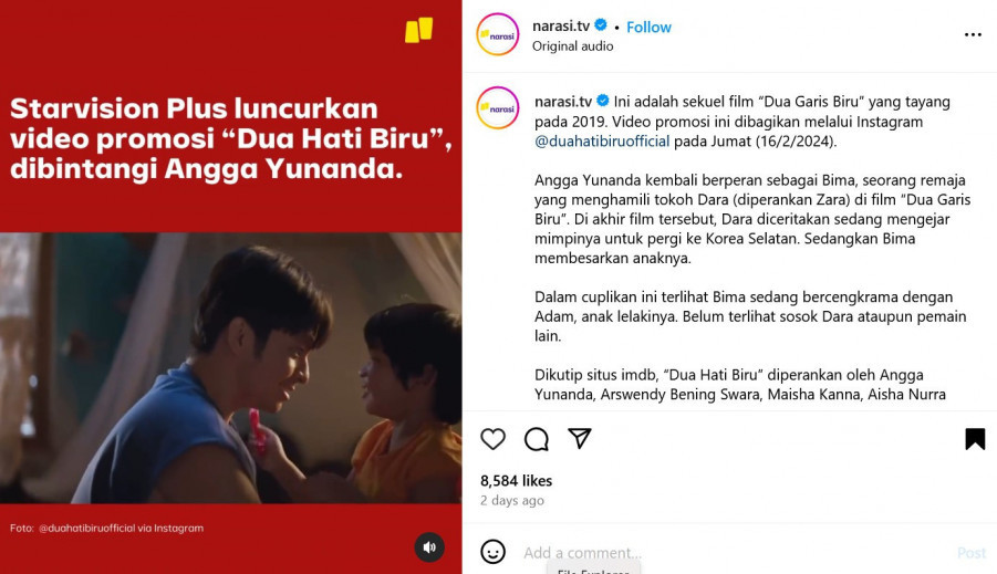 Cuplikan video promo film <i>Dua Hati Biru</i>/Tangkapan Layar