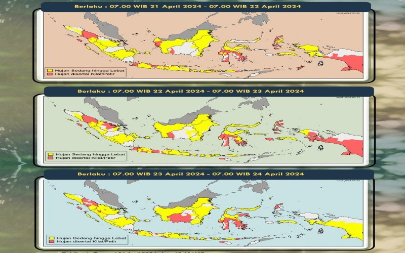 Laporan cuaca BMKG 21-24 April 2024/Instagram @infobmkg