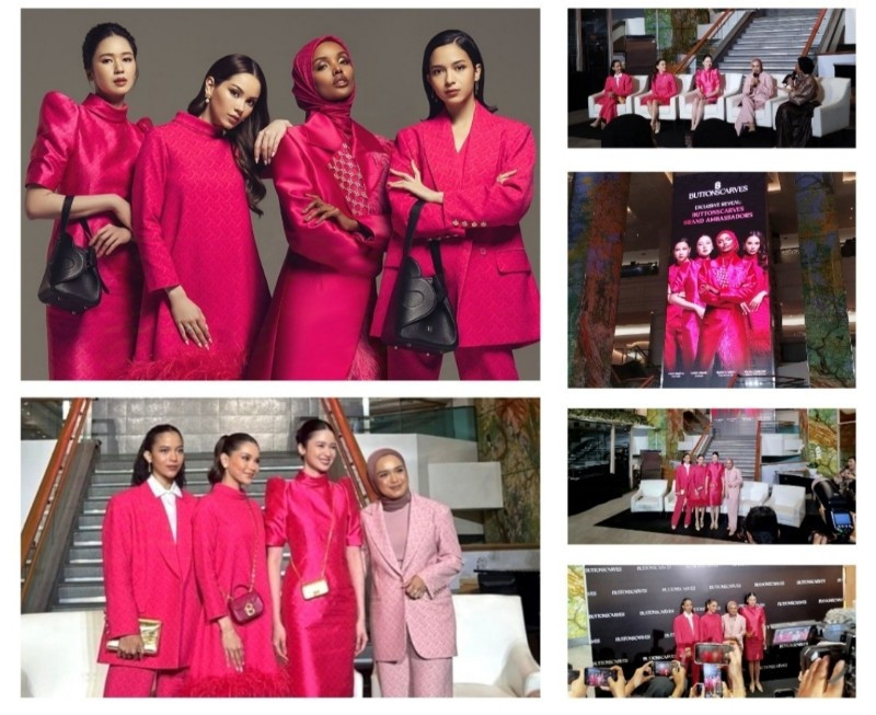 CEO Buttonscarves Linda Anggrea bersama Laura Basuki, Allysa Daguise, dan Putri Marino di La Moda, Plaza Indonesia (10/10).(FARAH & BUTTONSCARVES)