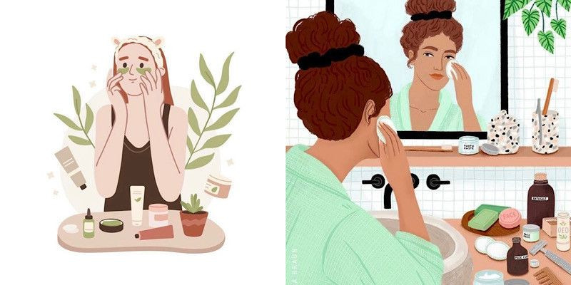 Ilustrasi pemakaian skincare. (Pinterest)