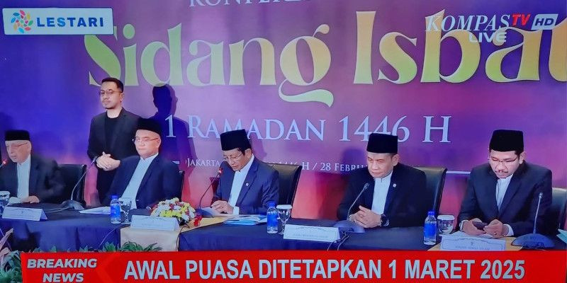Sidang Isbat Penetapan 1 Ramadan 1446 H (28/2) di Jakarta. (Tangkapan layar Kompas TV)