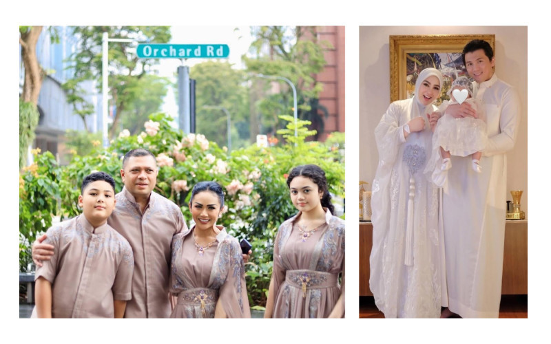 Krisdayanti dan Syahrini bersama keluarga di Singapura (31/3). (Instagram/@krisdayantilemos, @princessyahrini)