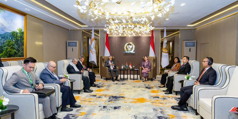 Ketua DPR Puan Maharani bertemu delegasi Palestina (14/5) di Senayan. (ANTARA)