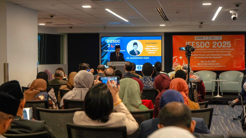 Menteri Agama Nasaruddin Umar memberikan pidato dalam IFESDC di Washington D. C. (22/5) (Ist)
