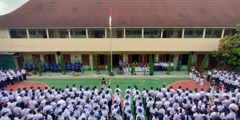 Ilustrasi siswa SMPN peserta upacara bendera. (SMPN4 Solo)
