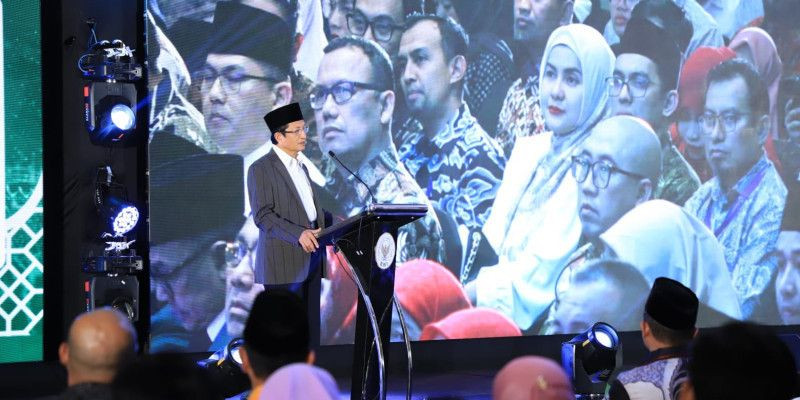 Menag RI Nasaruddin Umar dalam Rakernas Badan Wakaf Indonesia (5/8) di Jakarta. (Kemenag RI)