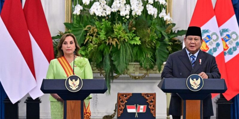 Presiden Peru Dina Boluarte dan Presiden RI Prabowo Subianto. (BPMI Setpres)
