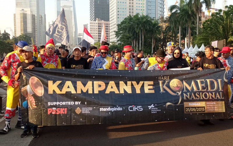 Para komedian Tanah Air gaungkan Hari Komedi Nasional dalam acara Car Free Day (21/9) di Jakarta. (Ist)