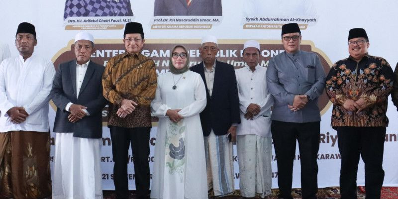 Menteri PPPA Arifah Fauzi dan Menteri Agama Nasaruddin Umar hadiri peresmian Pesantren Riyadlul Jannah 2 Internasional (21/9) di Karawang. (Kemen PPPA)