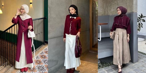 Padu padan baju maroon dan hijab. (Pinterest)